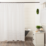 White Ruffled Sheer Petticoat Shower Curtain-Lange General Store