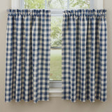 York Country Blue Buffalo Check Tier Curtains-Lange General Store